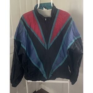 Vintage 80's 90's White Stag Windbreaker Jacket Vibrant Colors Sz Lg
